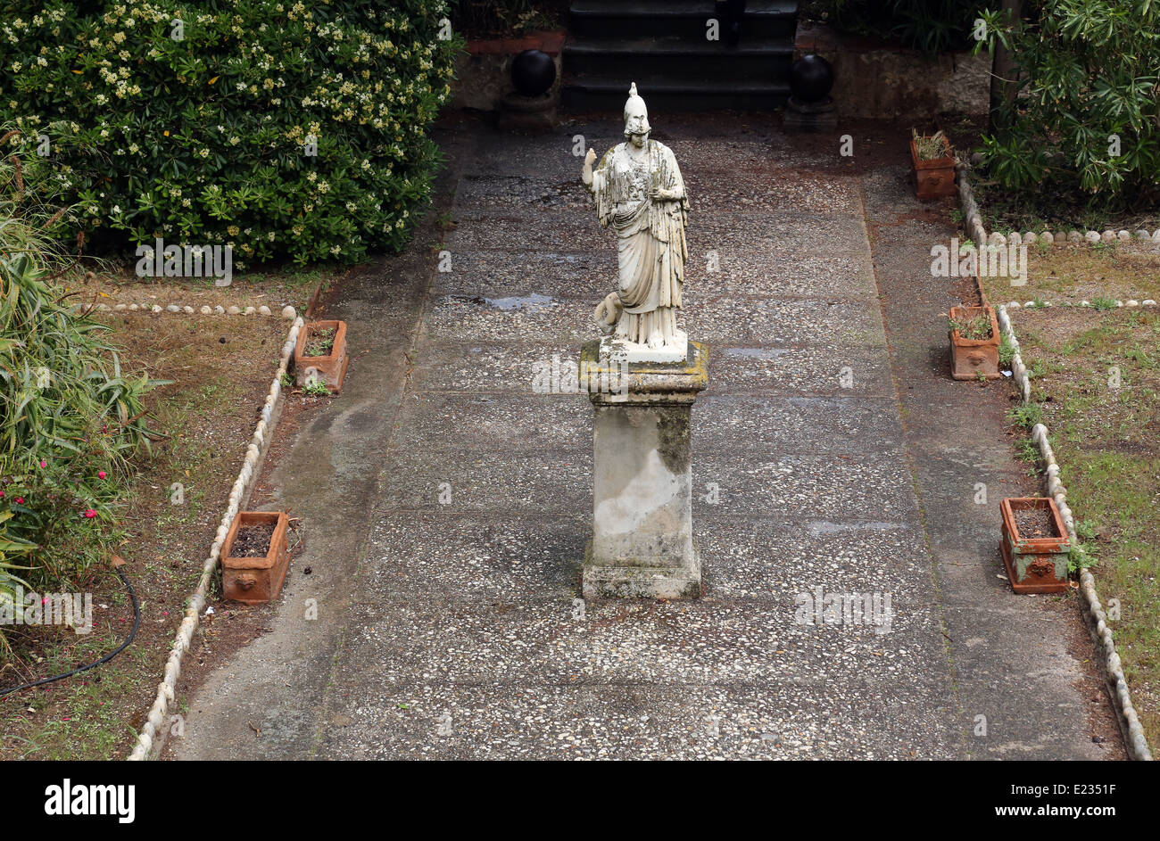 Statue of Minerva in the garden of the the Villa dei Mulini, Portoferraio, Elba, Italy Stock Photo