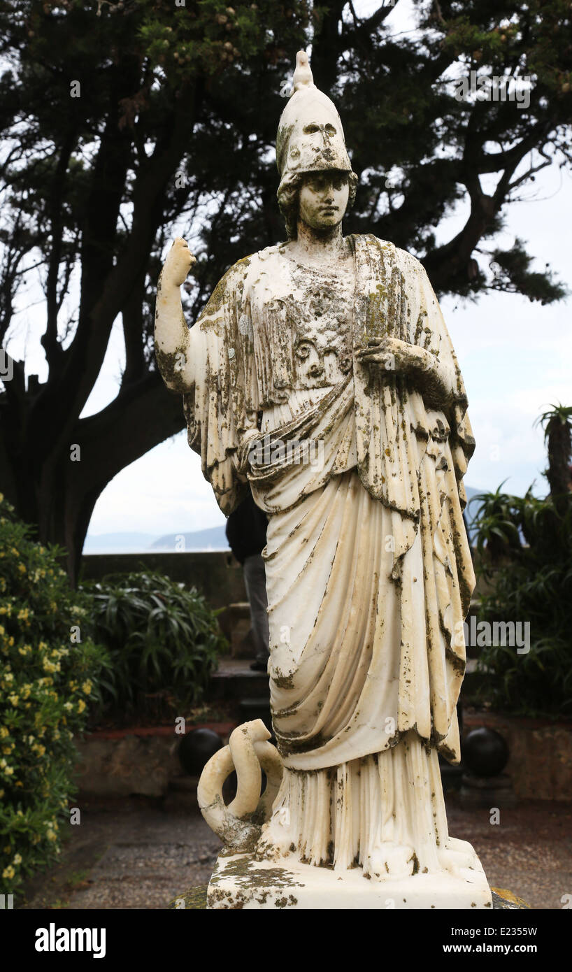 Statue of Minerva in the garden of the the Villa dei Mulini, Portoferraio, Elba, Italy Stock Photo