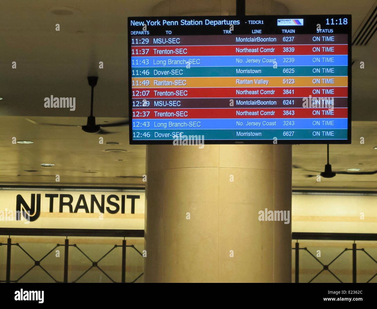 New Jersey Transit Electronic Departure Board, Penn Station, NYC Stock  Photo - Alamy