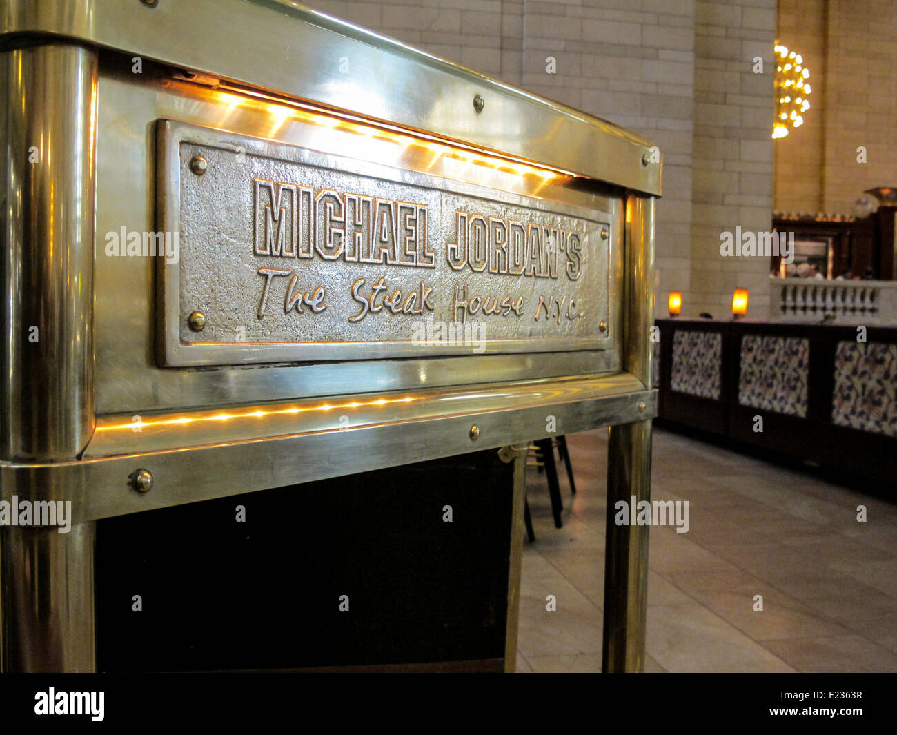 Sign at  Main Entrance Michael Jordan's Restaurant, Grand Central Terminal, NYC Stock Photo