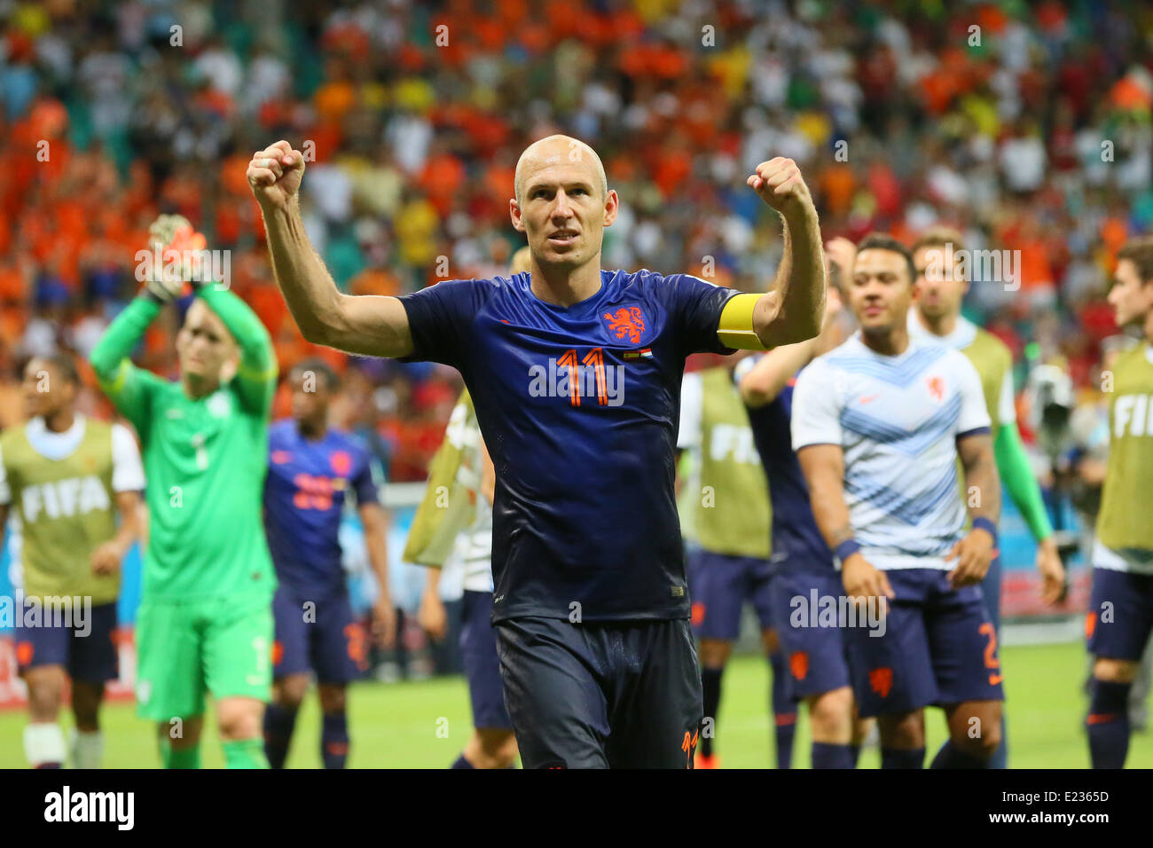 Andreas Iniesta. Salvador BA 13 jun 2014. Jogo 03 Holanda VS Espanha. Spain  v Holland. World Cup 2014. Fonte Nova stadium, Bahia Stock Photo - Alamy