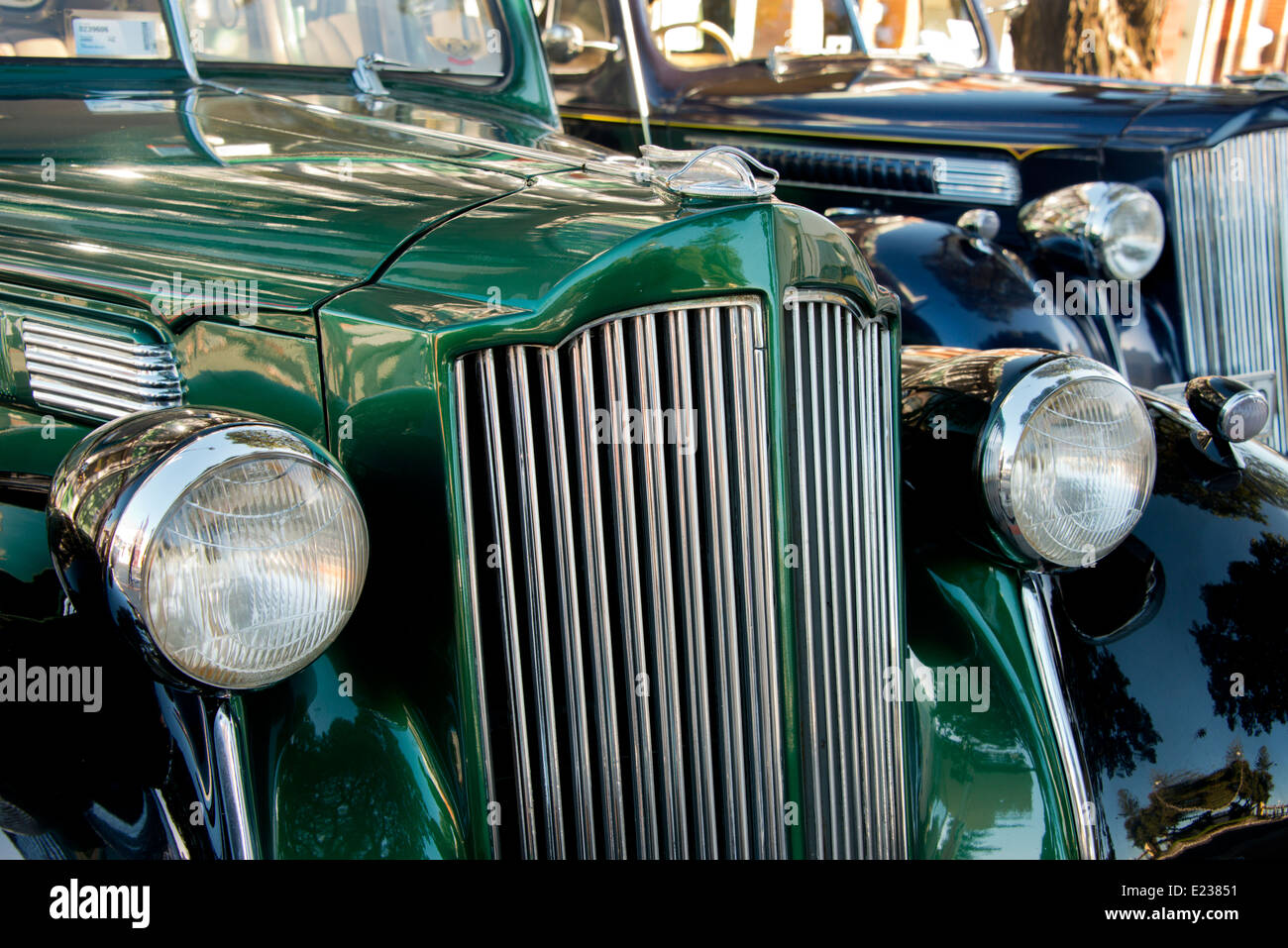 New Zealand, Napier. Detail of vintage Packard. Stock Photo