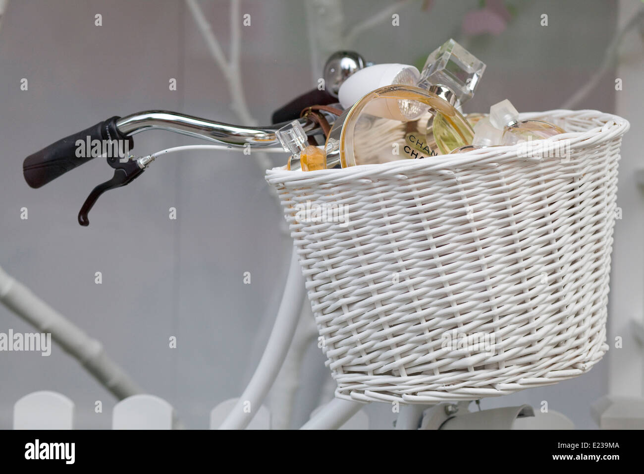 Shop window Display at Selfridges City of London England Bicycle with Chanel Perfume Stock Photo Alamy
