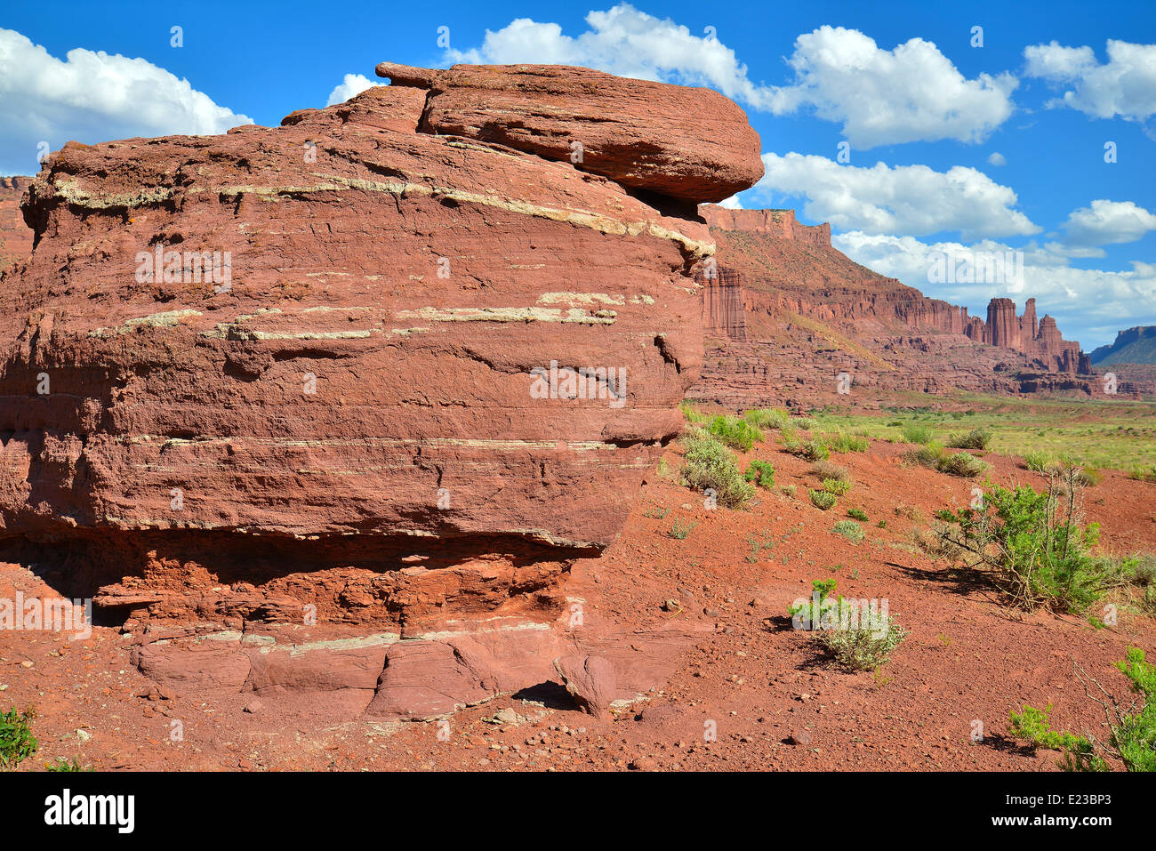 Fisher Towers along Highway 128 near Castle Valley, Utah Stock Photo