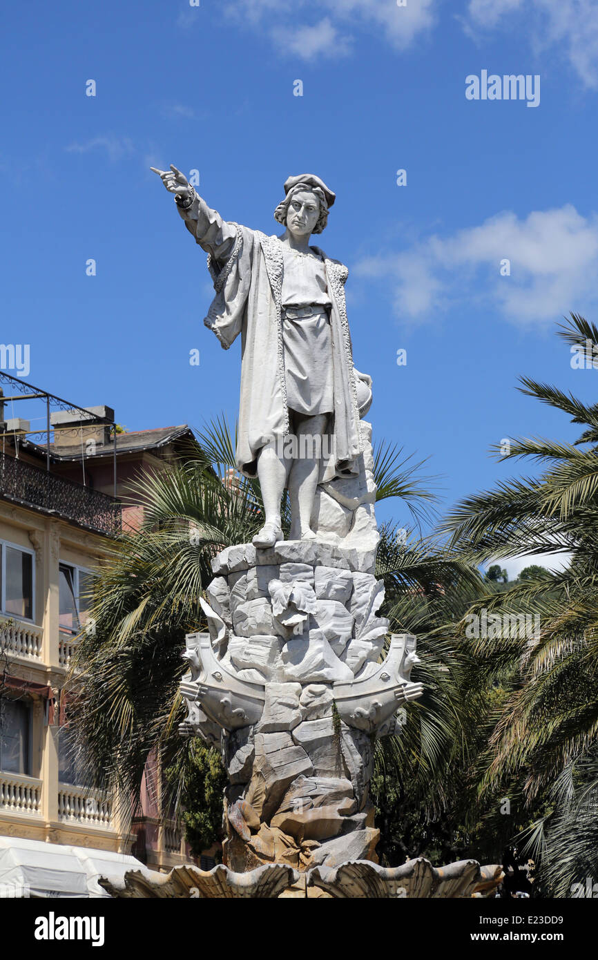 Monument to Christopher Columbus (by Odoardo Tabacchi, 1892), Santa Margherita Ligure, Liguria, Italy Stock Photo