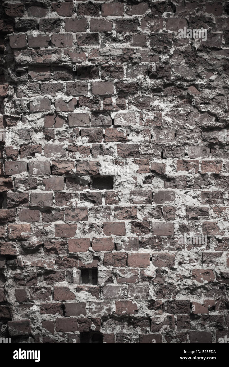 Old grungy destroyed background of a red brick wall texture Stock Photo ...