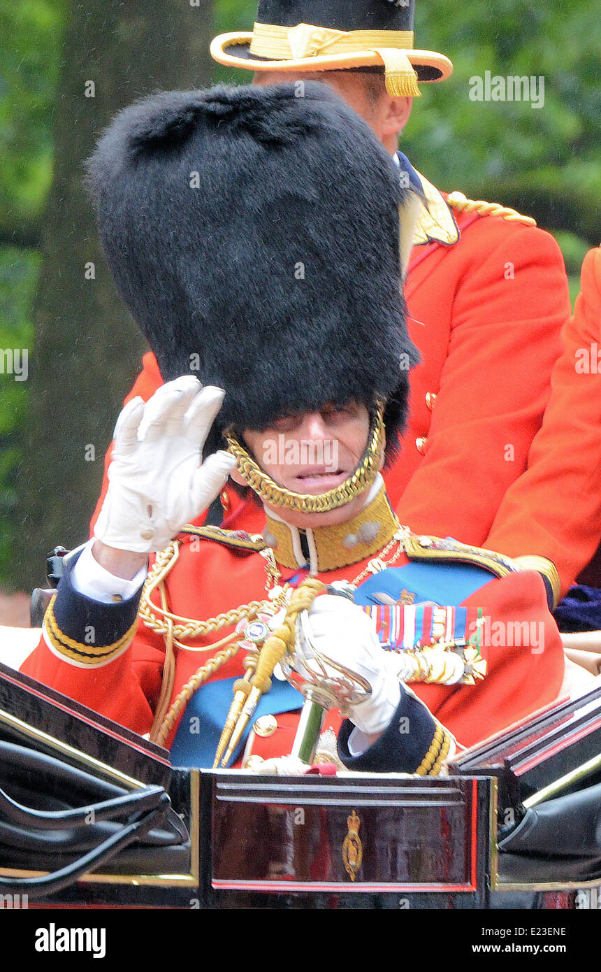 Prince Philip at Trooping the Colour passing along The Mall near