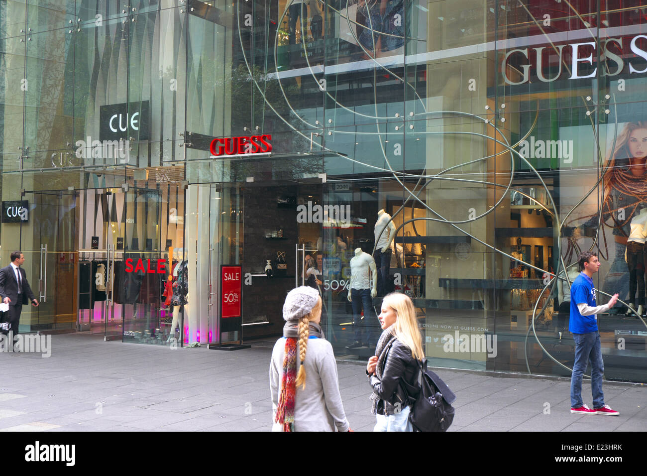 Guess and Cue retail fashion stores in pitt street,sydney,new south wales, australia Stock Photo - Alamy