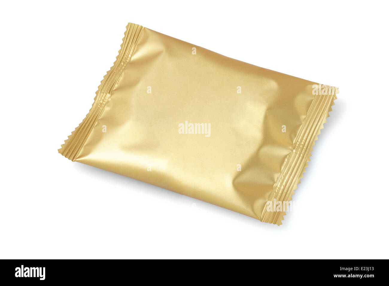 Chocolate Or Cookie In Sealed Wrapper On White Background Stock Photo