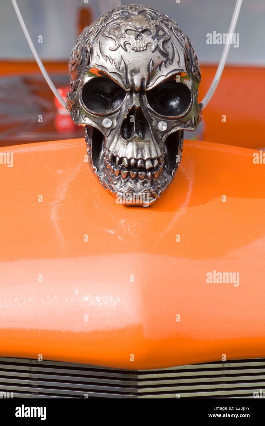 Vintage Car Hood Ornament of a Skull Stock Photo Alamy