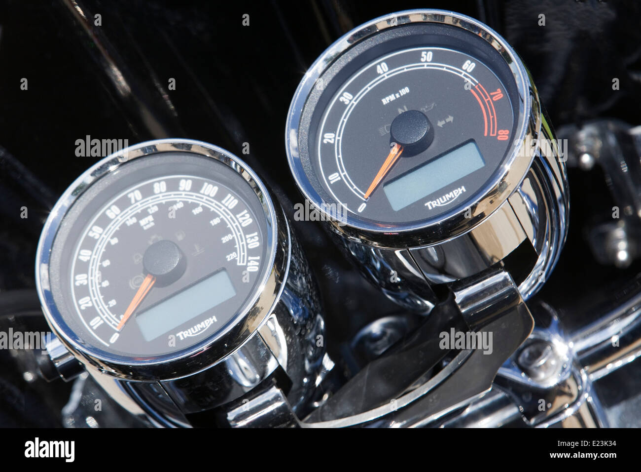 speedometers on a Harley Davidson Motor Bike Abstract Stock Photo Alamy