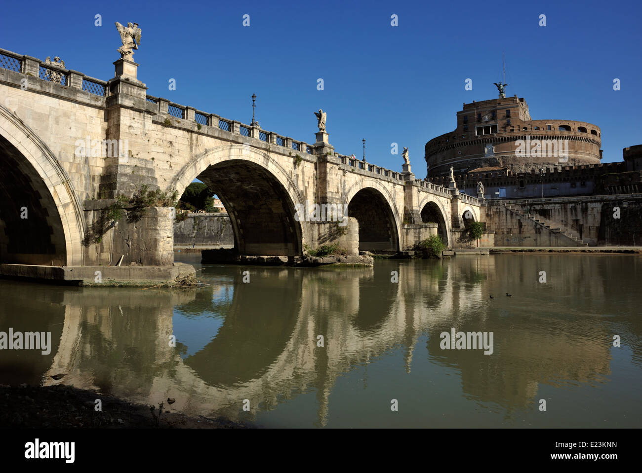 Italy, Rome, Ponte Sant'Angelo bridge and Castel Sant'Angelo Stock Photo