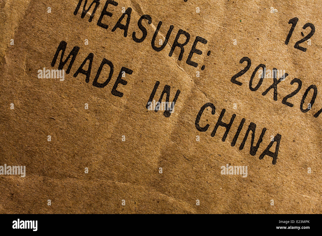 "Made in China" printed on a cardboard packing box Stock Photo Alamy
