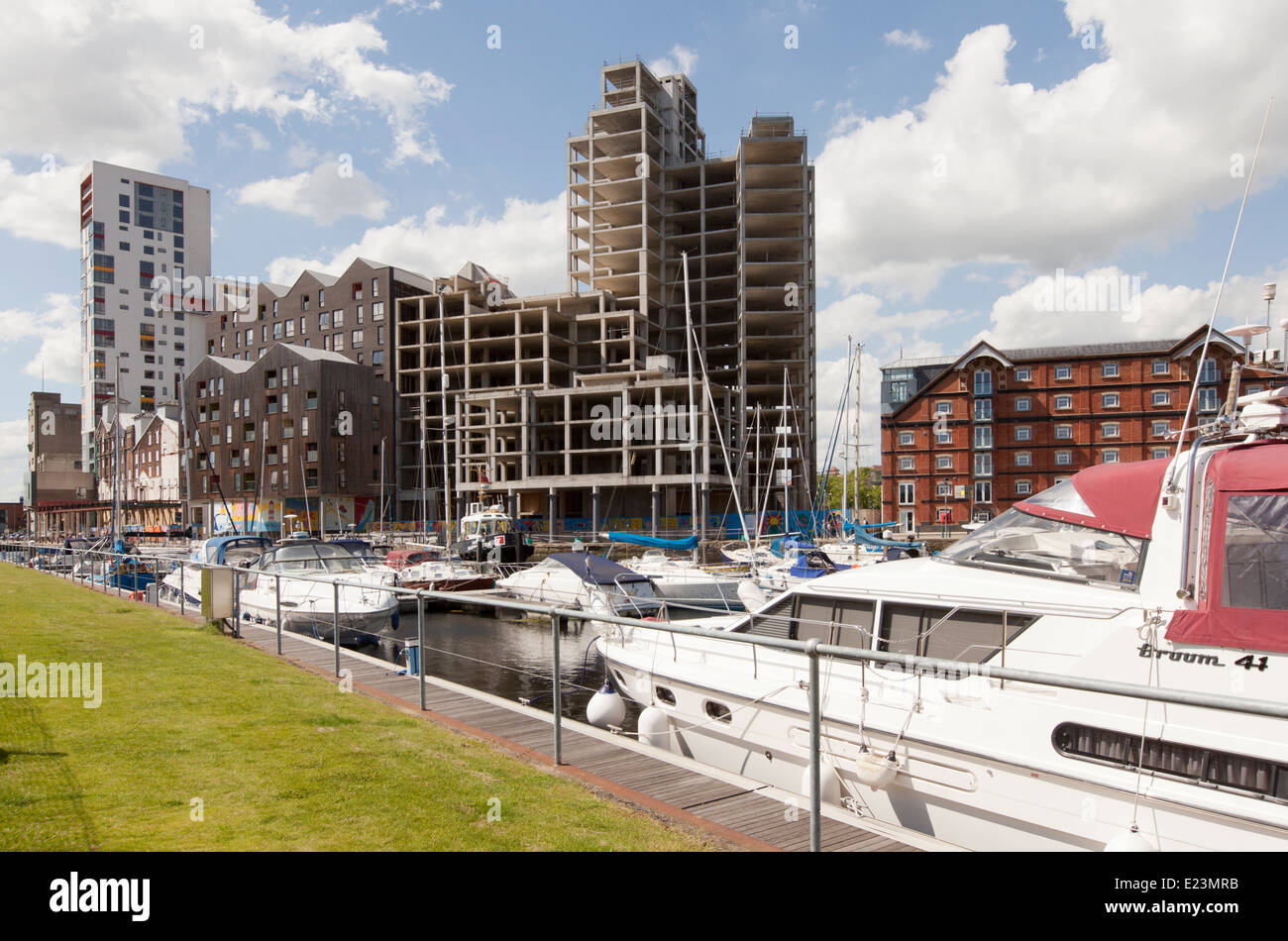 Unfinished building development at Wherry Quay, Ipswich, Concrete shell
