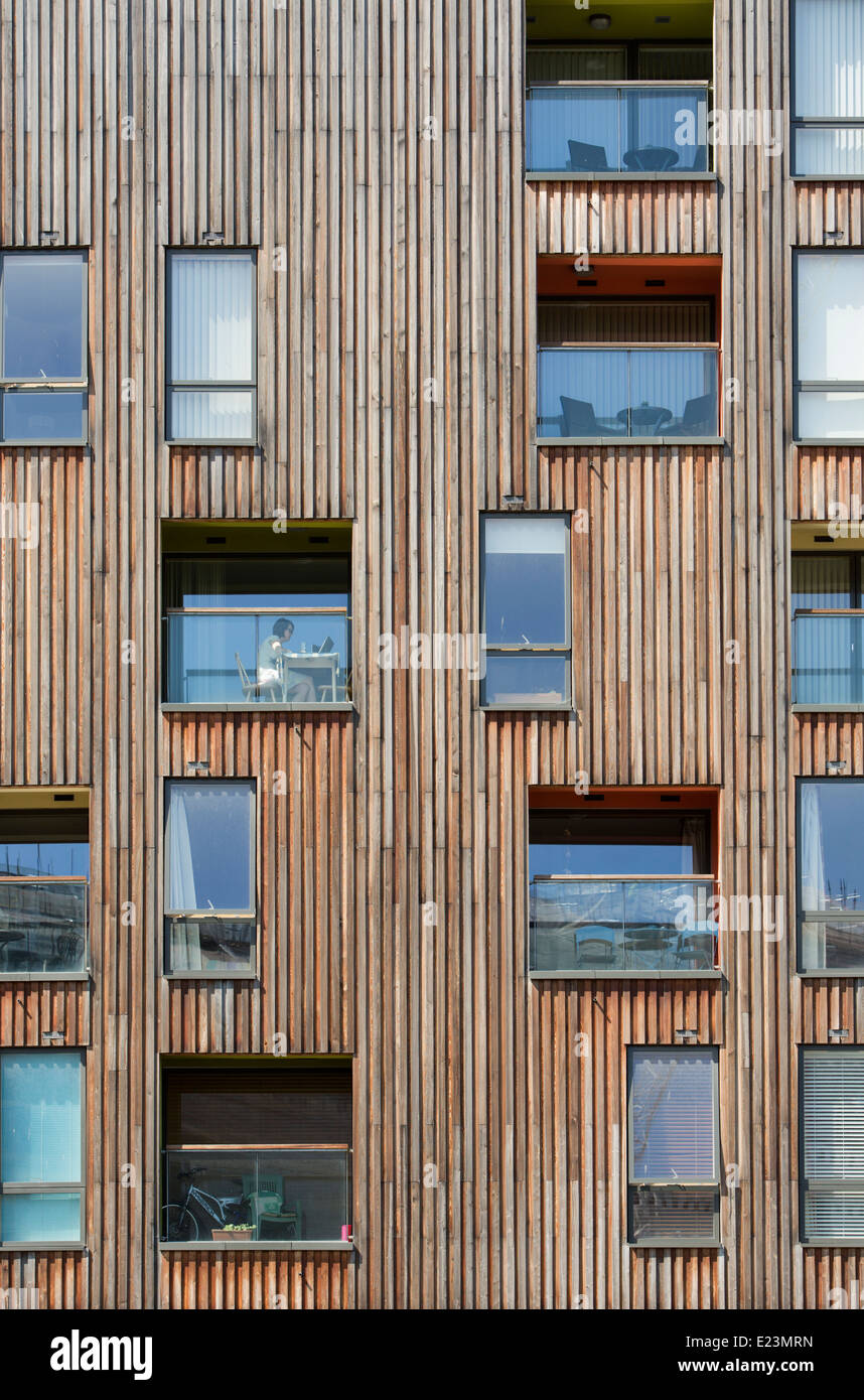 flats apartment offices clad with exterior cedar timber Stock Photo Alamy