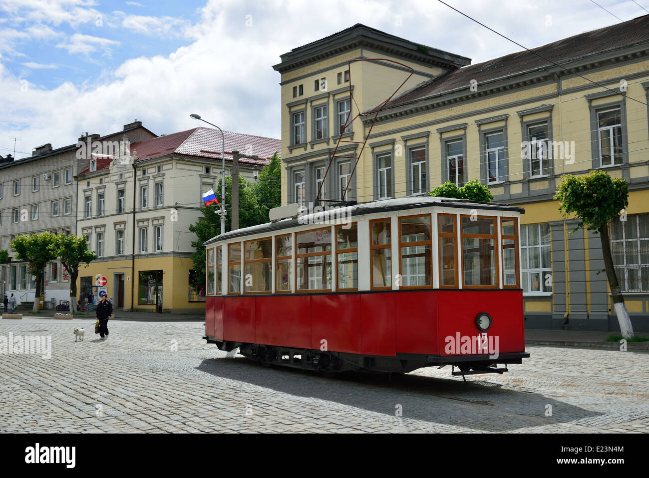 The monument Tilzit tram. Sovetsk Stock Photo