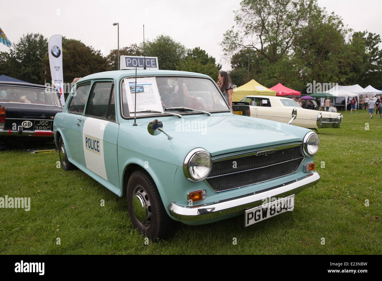 Green St Green,UK,14th June 2014,An Austin 1100 police car on display in Green St Gree Credit: Keith Larby/Alamy Live News Stock Photo
