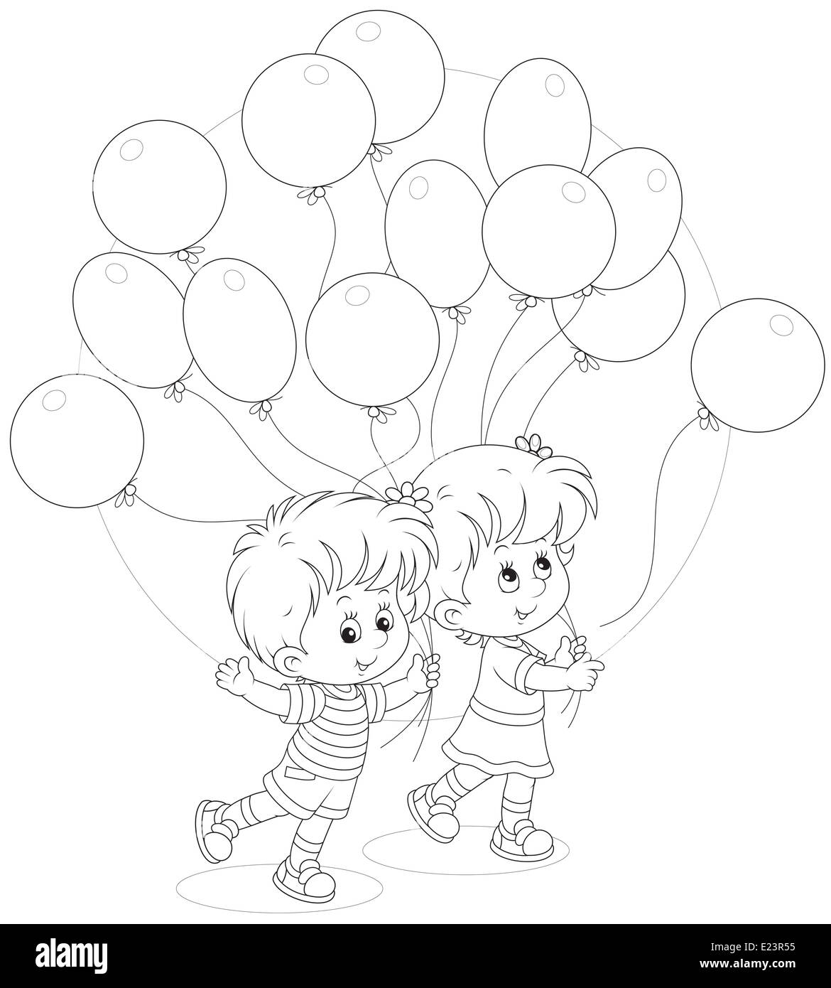 Coloring page balloons Black and White Stock Photos & Images - Alamy