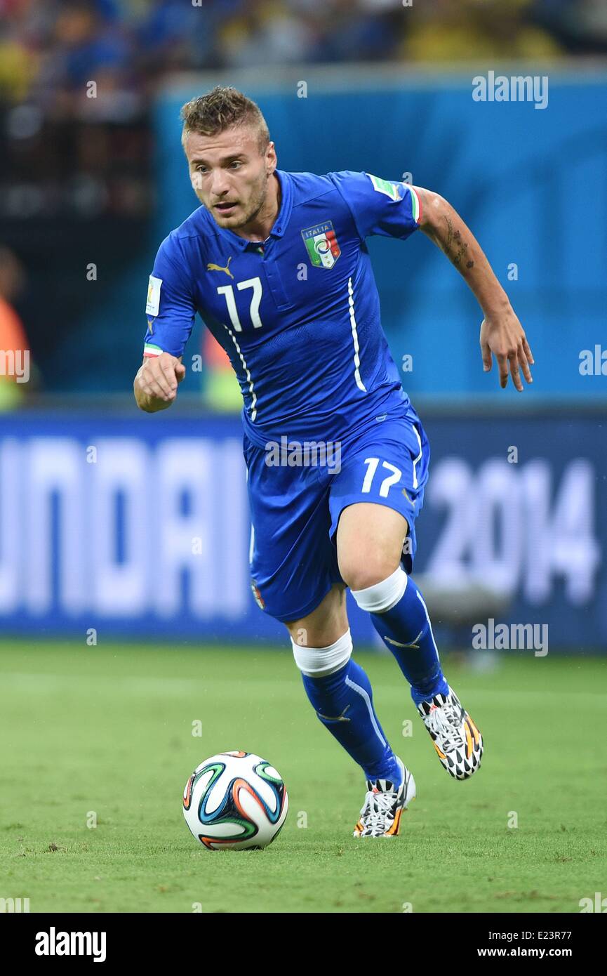 Manaus, Brazil. 14th June, 2014. Ciro IMMOBILE (ITA), during the match between England and Italy, at the 2014 World Cup, held at the Arena Amazon. Credit:  Action Plus Sports/Alamy Live News Stock Photo