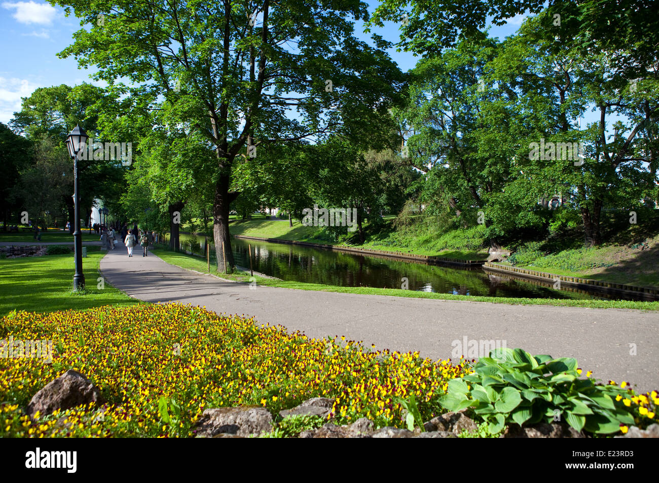 The beautiful Bastion Hill Park (Bastejkalns) in Riga, Latvia Stock ...