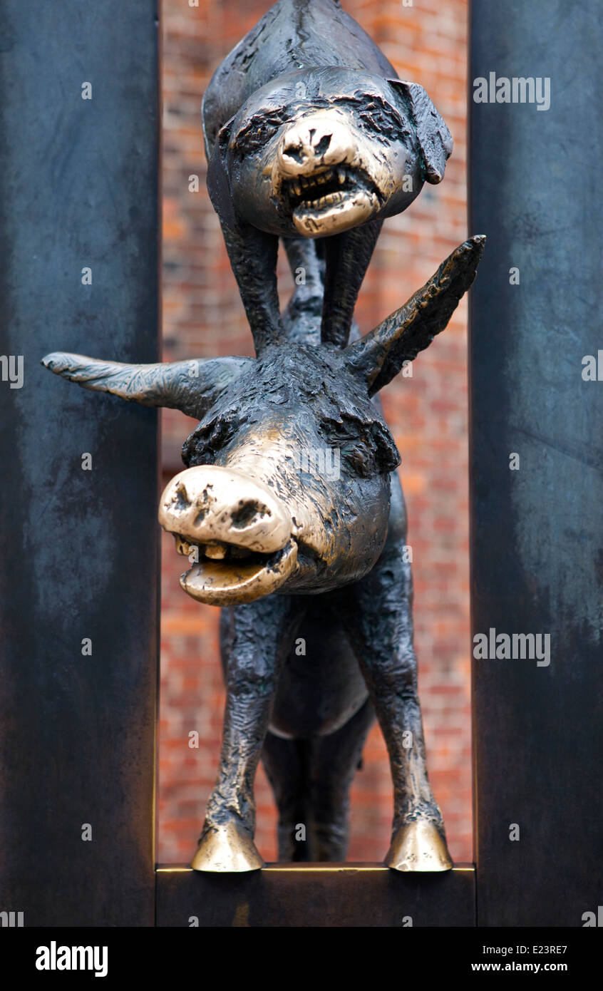 The 'Town Musicians of Bremen' sculpture in Riga, Latvia Stock Photo