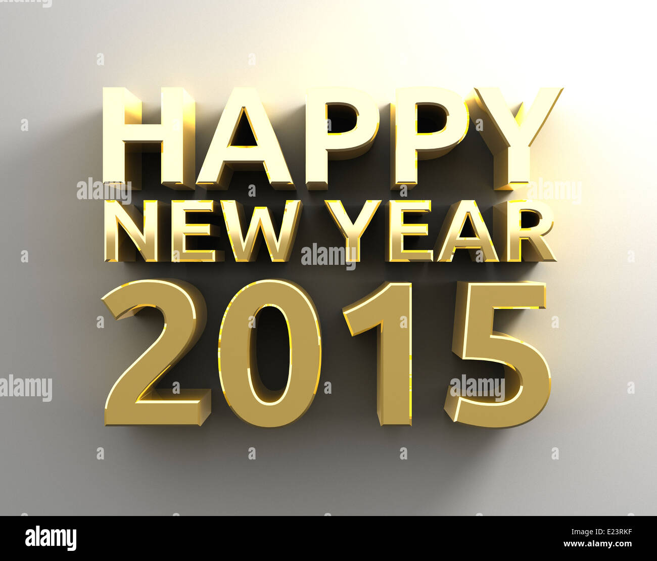 Gold 3D Happy new year 20015 template background Stock Photo