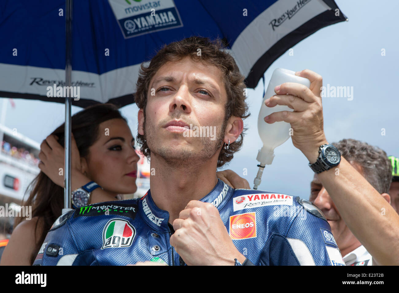 Barcelona, Spain. 15th June, 2014. Valentino Rossi (ITA), Movistar Yamaha MotoGP rider, during Round 7 of the 2014 MotoGP World Championship from the Montmelo Barcelona circuit in Spain. Credit:  Action Plus Sports/Alamy Live News Stock Photo