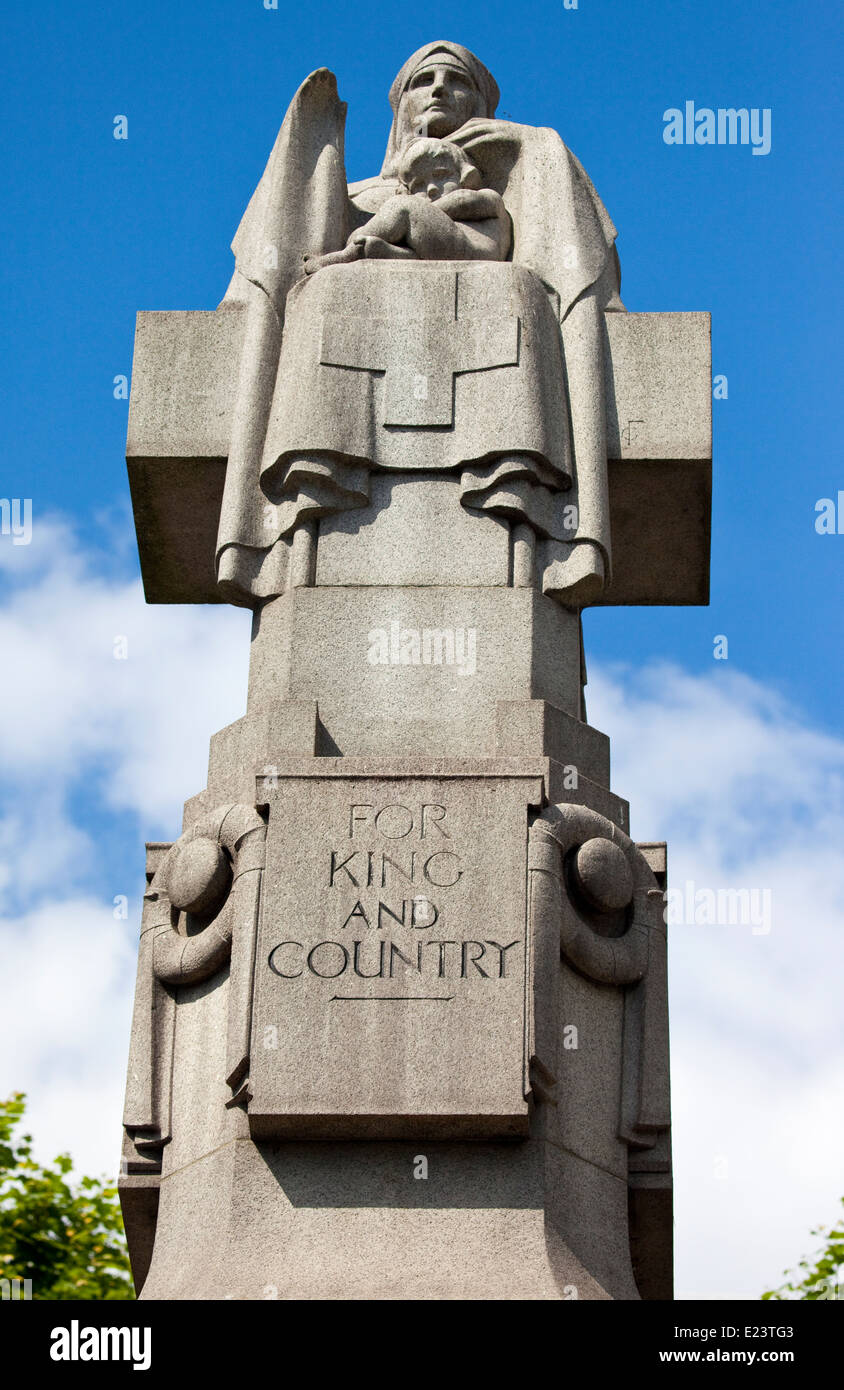 A 'For King and Country' inscription on a First World War Memorial Monument in London. Stock Photo