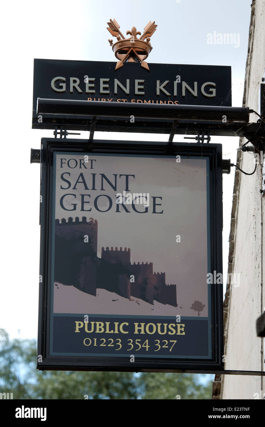 Fort Saint George pub sign, Cambridge, UK Stock Photo