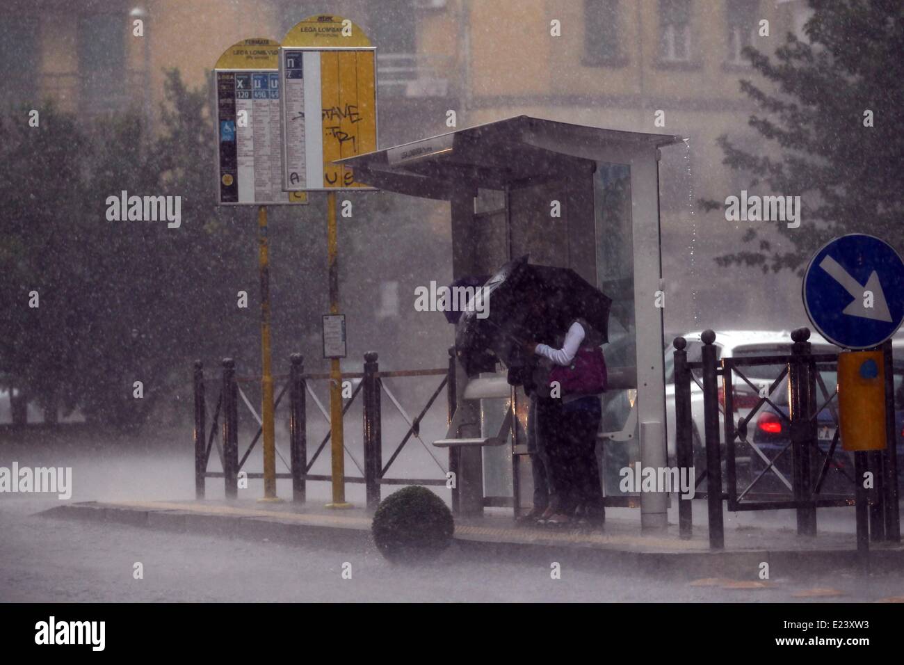 Italy, Rome: 15 June 2014. Violent storm hits the city of Rome. Many ...