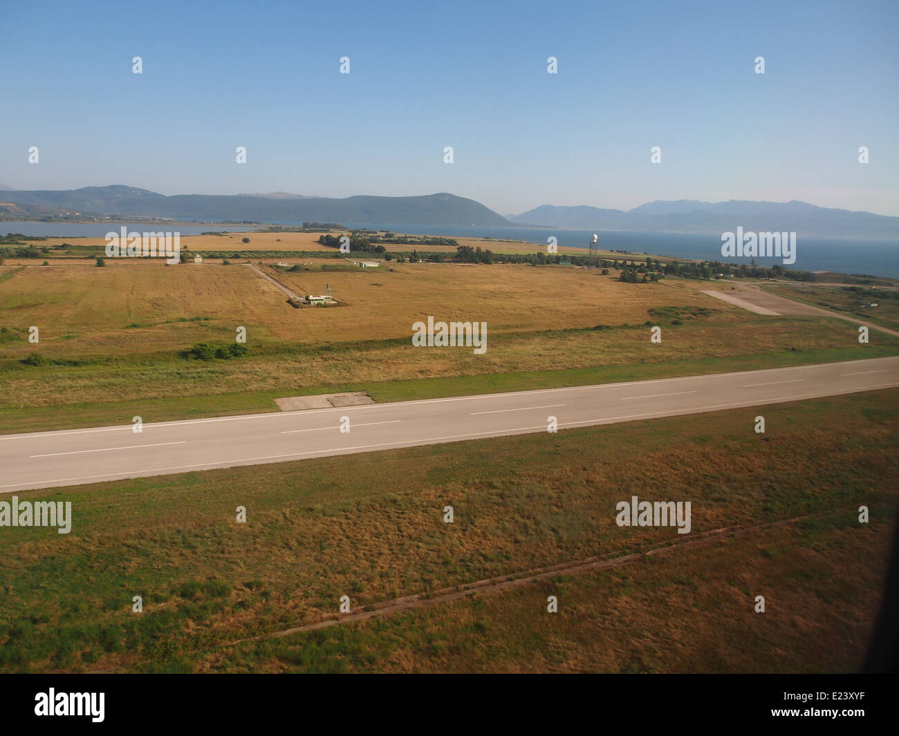Aktion National Airport after takeoff from 25R Stock Photo