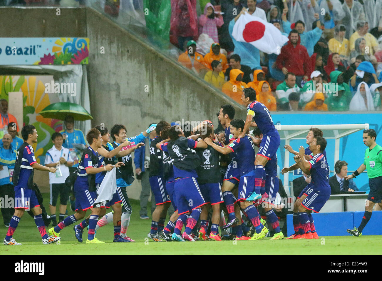 Japan team group (JPN),  JUNE 14, 2014 - Football /Soccer :  2014 FIFA World Cup Brazil  Group Match -Group C-  between Cote d'Ivoire 2-1 Japan  at Arena Pernambuco, Recife, Brazil.  (Photo by YUTAKA/AFLO SPORT) [1040] Stock Photo
