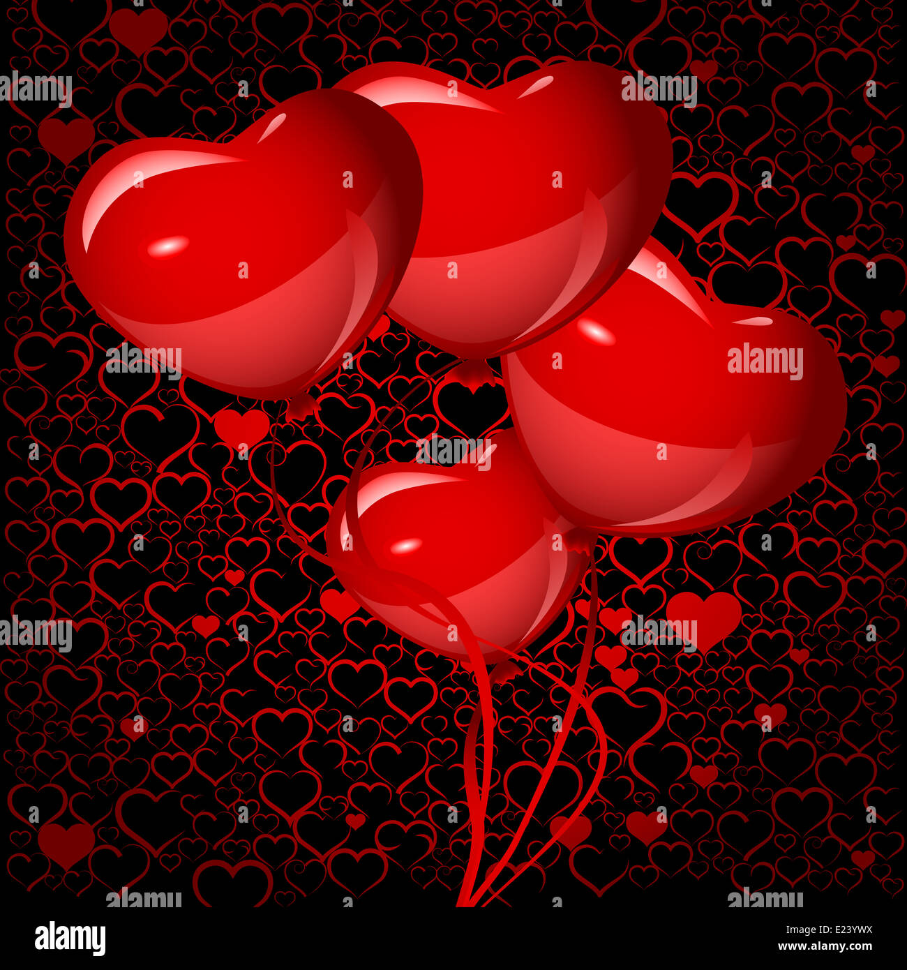 bright red heart balloons background, vector Stock Photo - Alamy