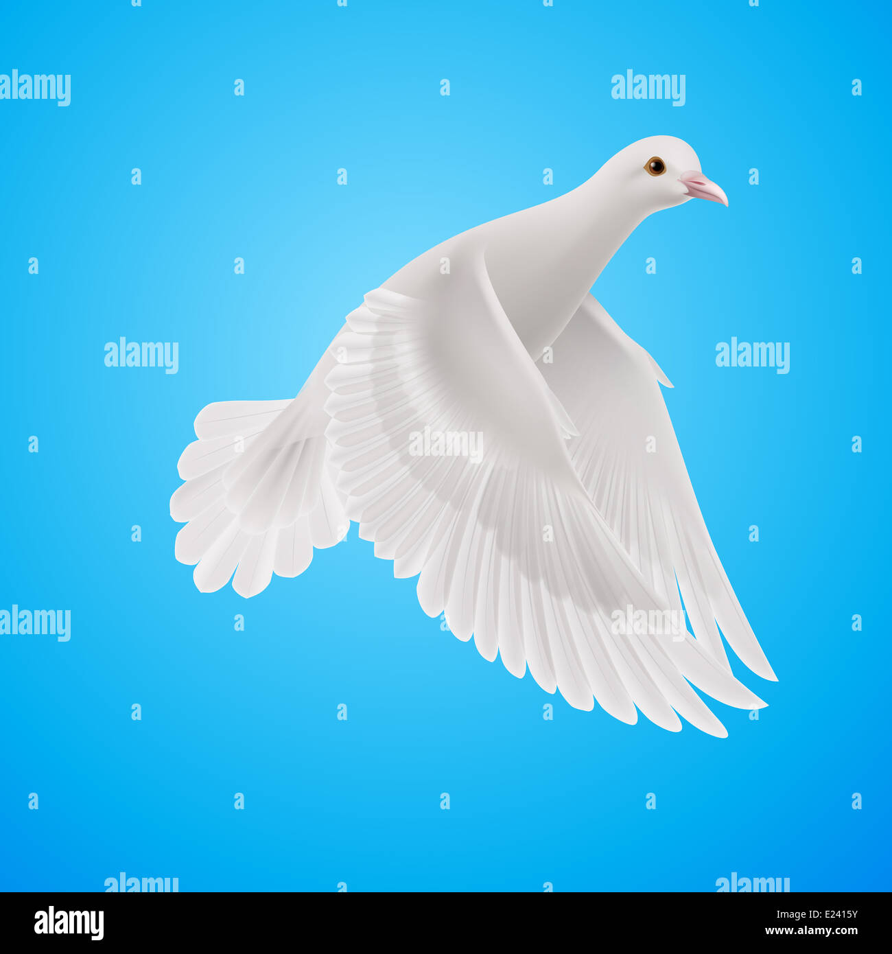 Flying white dove on blue sky background. Symbol of peace Stock Photo ...