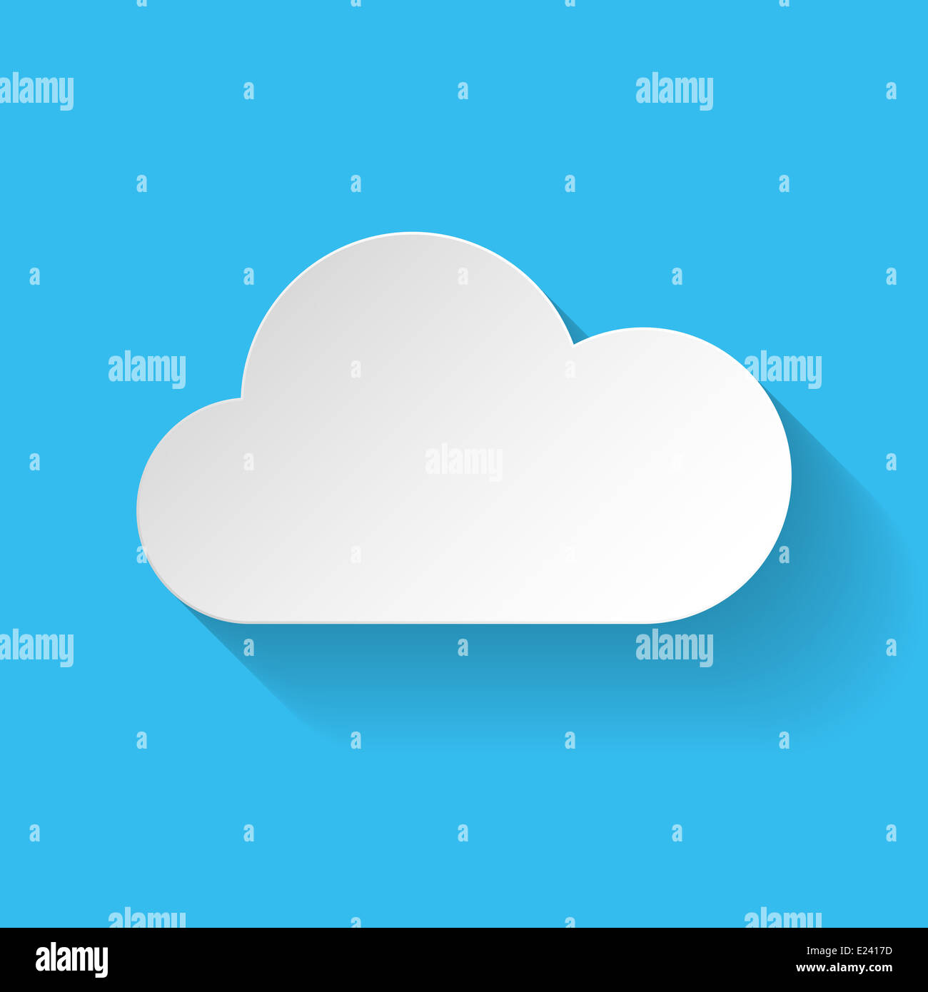 White paper cloud in flat style on blue background Stock Photo - Alamy