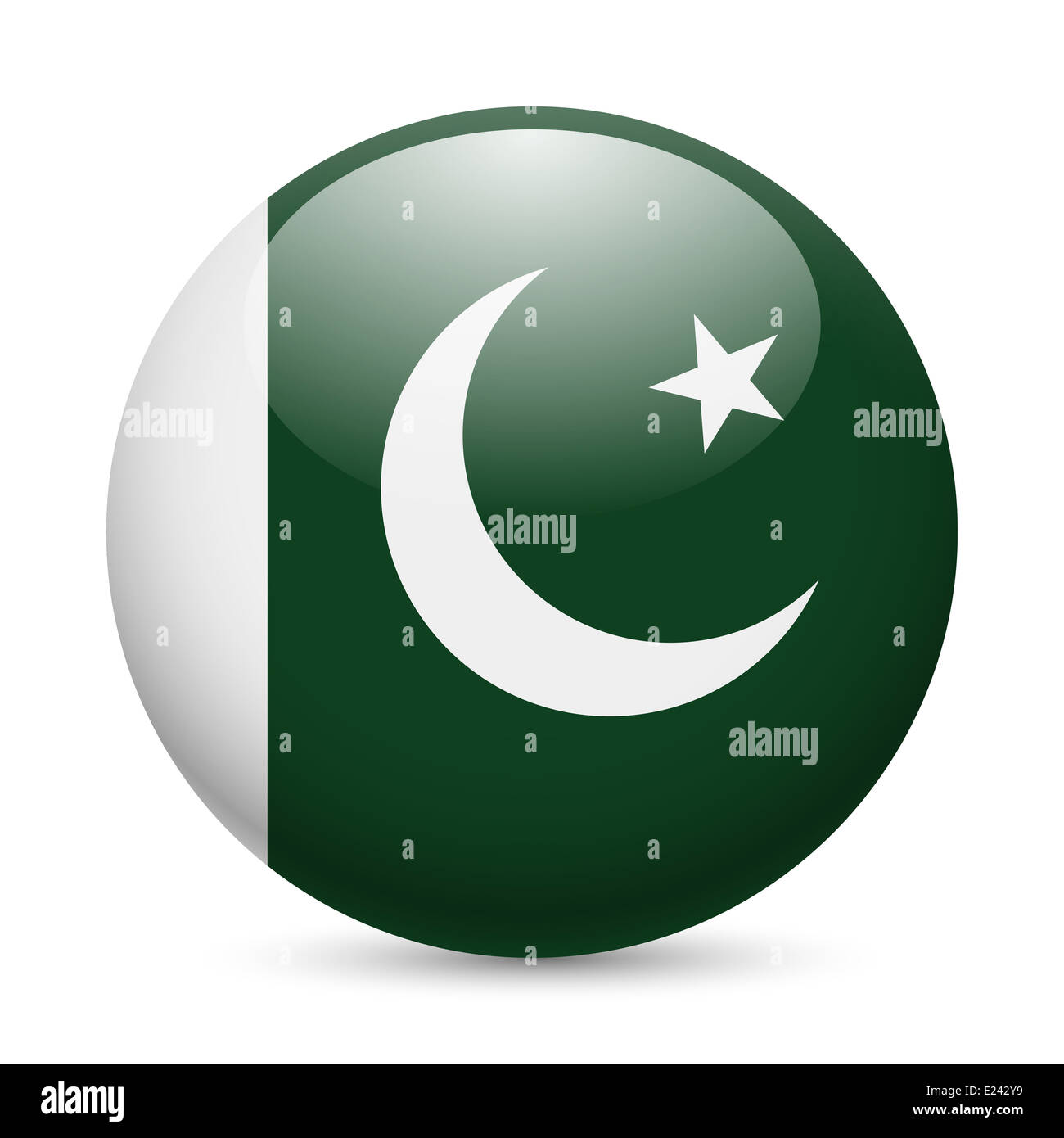 Flag of Pakistan as round glossy icon. Button with Pakistani flag Stock Photo
