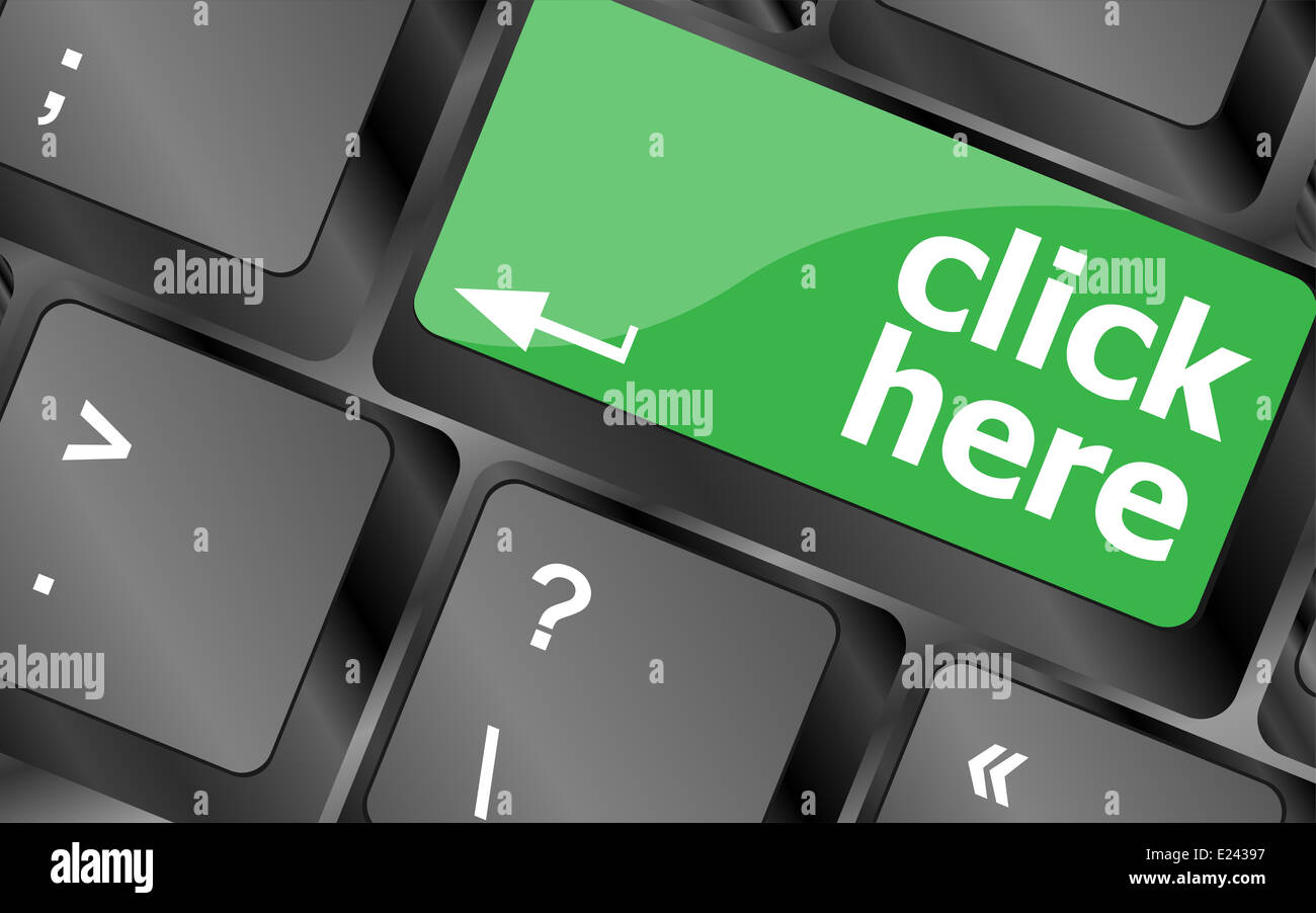 Keyboard with click here button, internet concept Stock Photo - Alamy