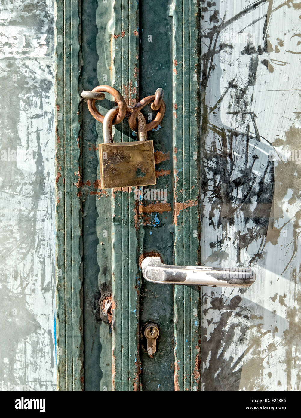 Padlock on a door Stock Photo