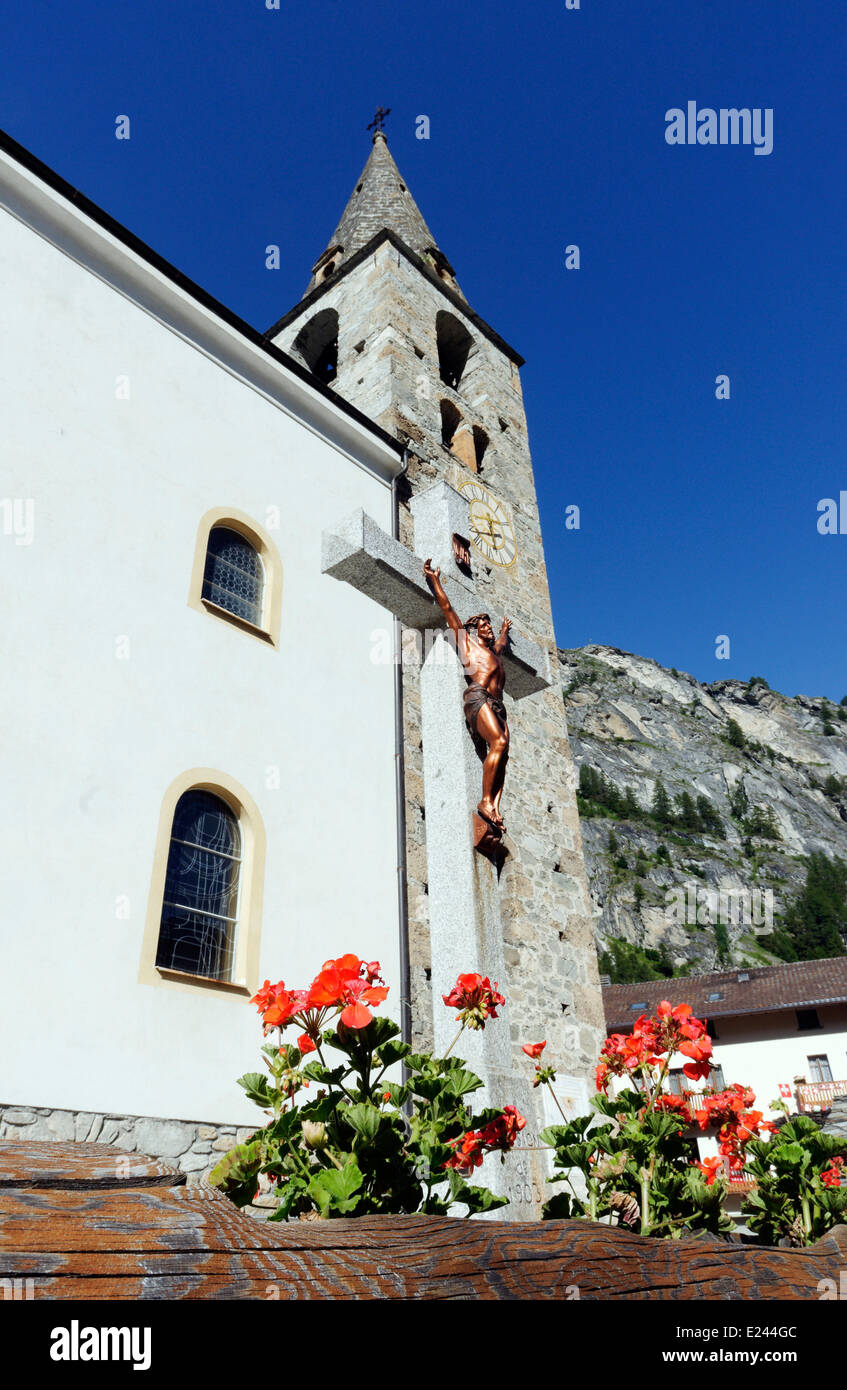 The picturesque Swiss alpine village of Evolene in the Valais Stock Photo