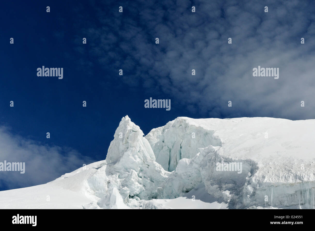 Dramatic ice formations high on Monte Rosa in the Swiss Alps Stock Photo