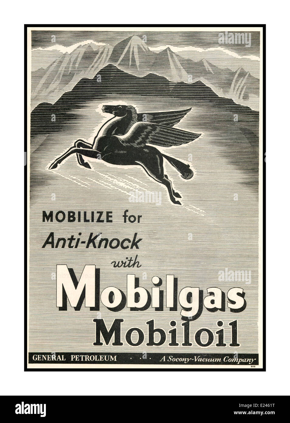 1935 press advertisement for Mobilgas Mobiloil general petroleum Stock Photo