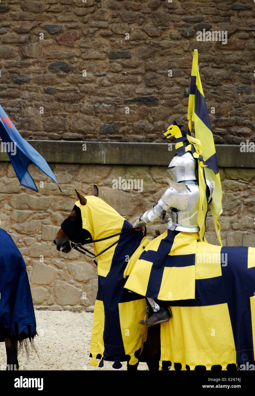 Knights in shining armour at Puy du Fou in Vendee, France Stock Photo