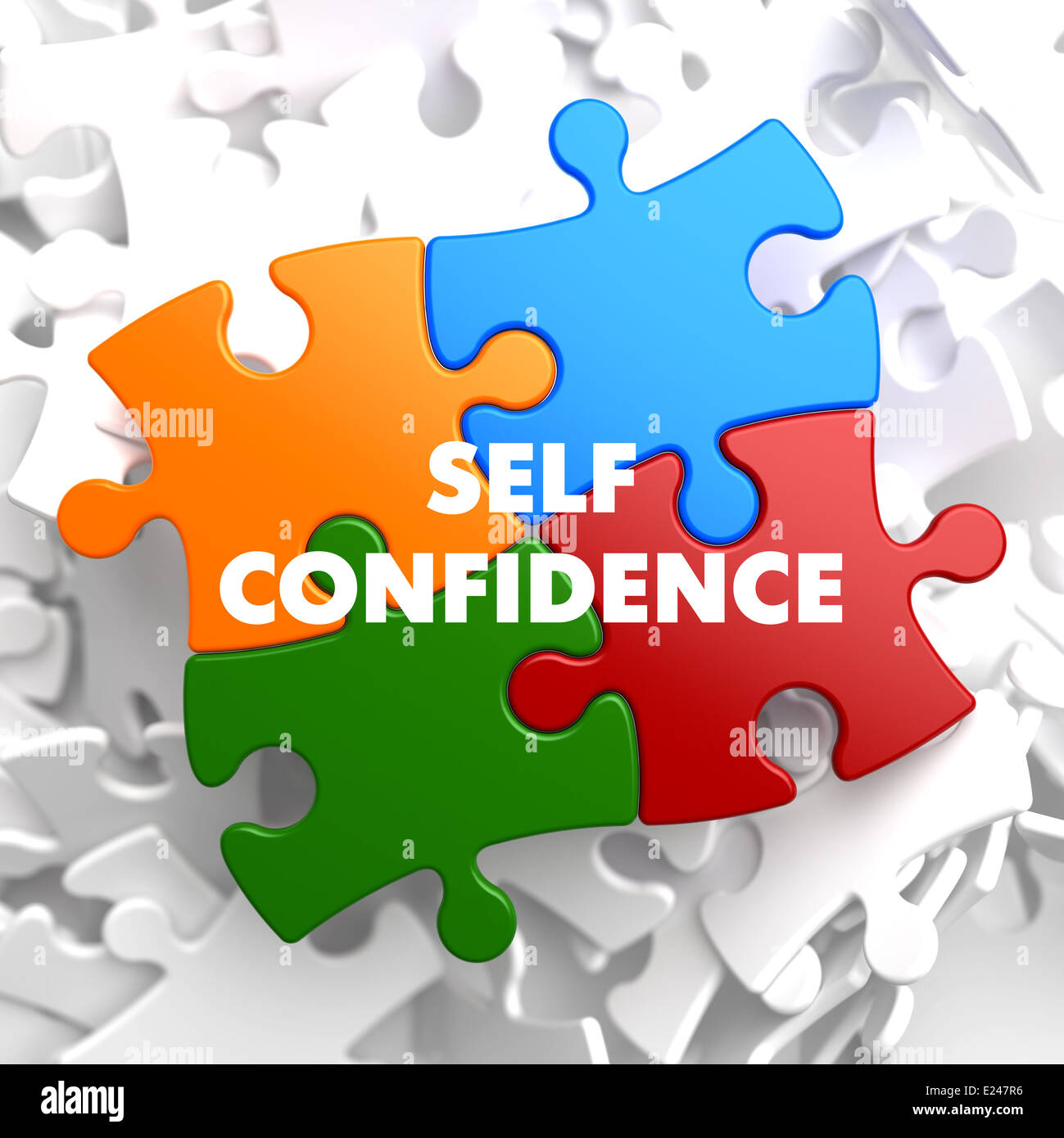 Self Confidence on Multicolor Puzzle. Stock Photo