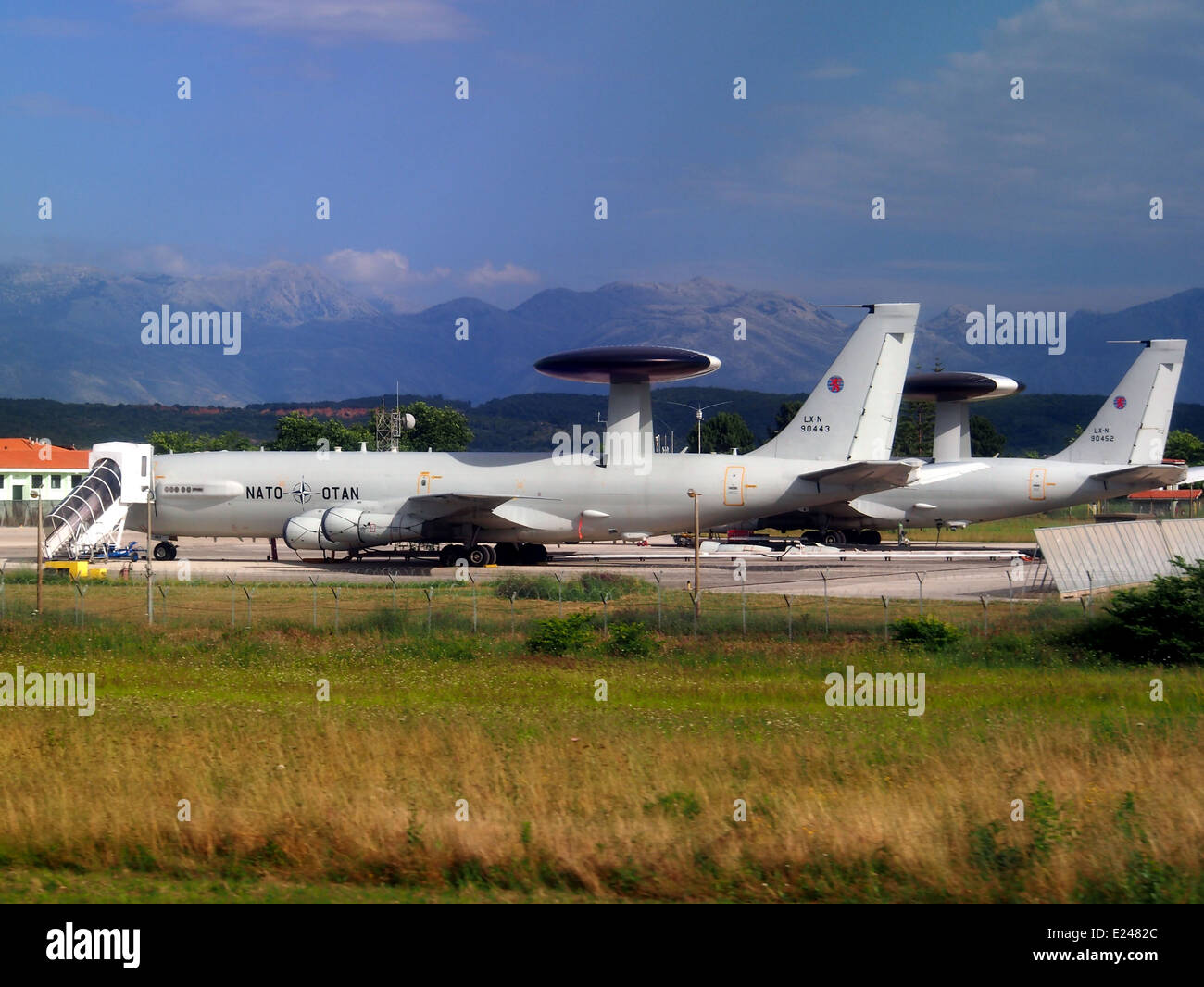 NATO Boeing E3 Sentry LX-N 90443 at Preveza-Aktion National Airport (IATA=PVK, ICAO=LGPZ), Lefkada Stock Photo