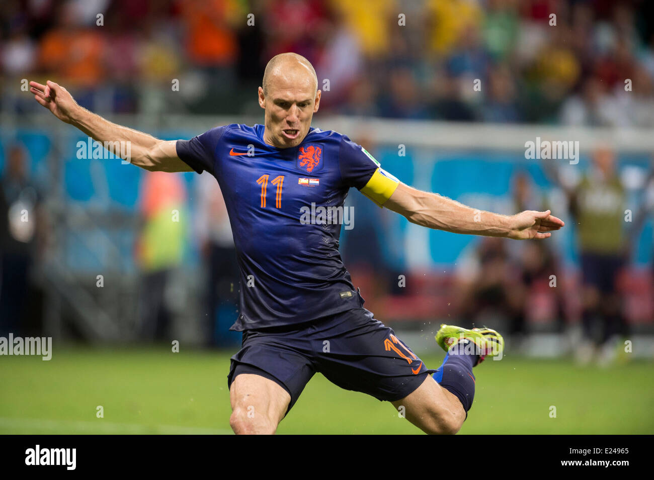 Arjen Robben. Salvador BA 3 jun 2014. Holanda VS Espanha ( jogo 03 ) Spain v  Holland. World Cup 2014. Fonte Nova stadium, Bahia Stock Photo - Alamy