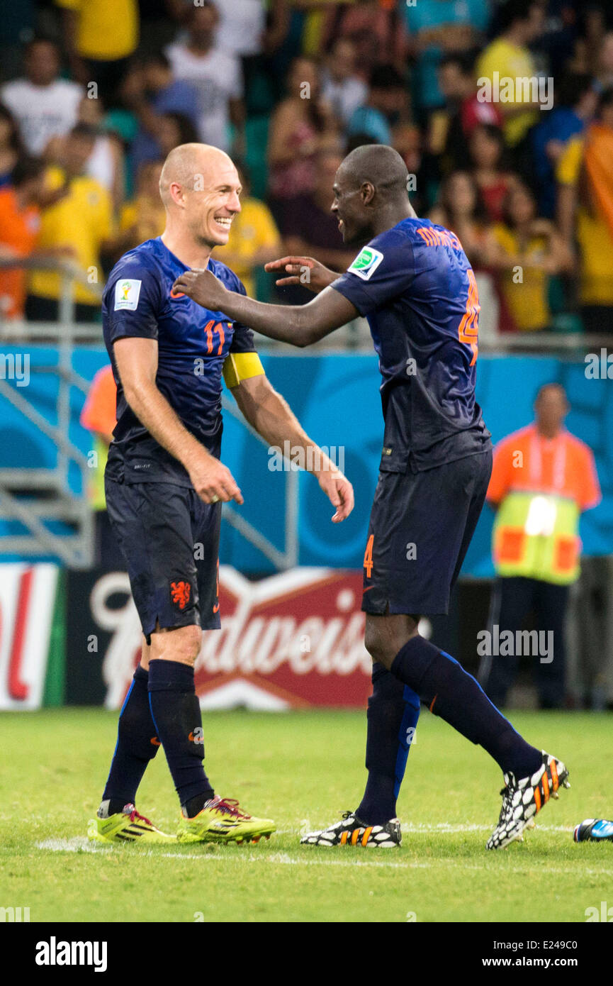 Arjen Robben. Salvador BA 3 jun 2014. Holanda VS Espanha ( jogo 03 ) Spain v  Holland. World Cup 2014. Fonte Nova stadium, Bahia Stock Photo - Alamy