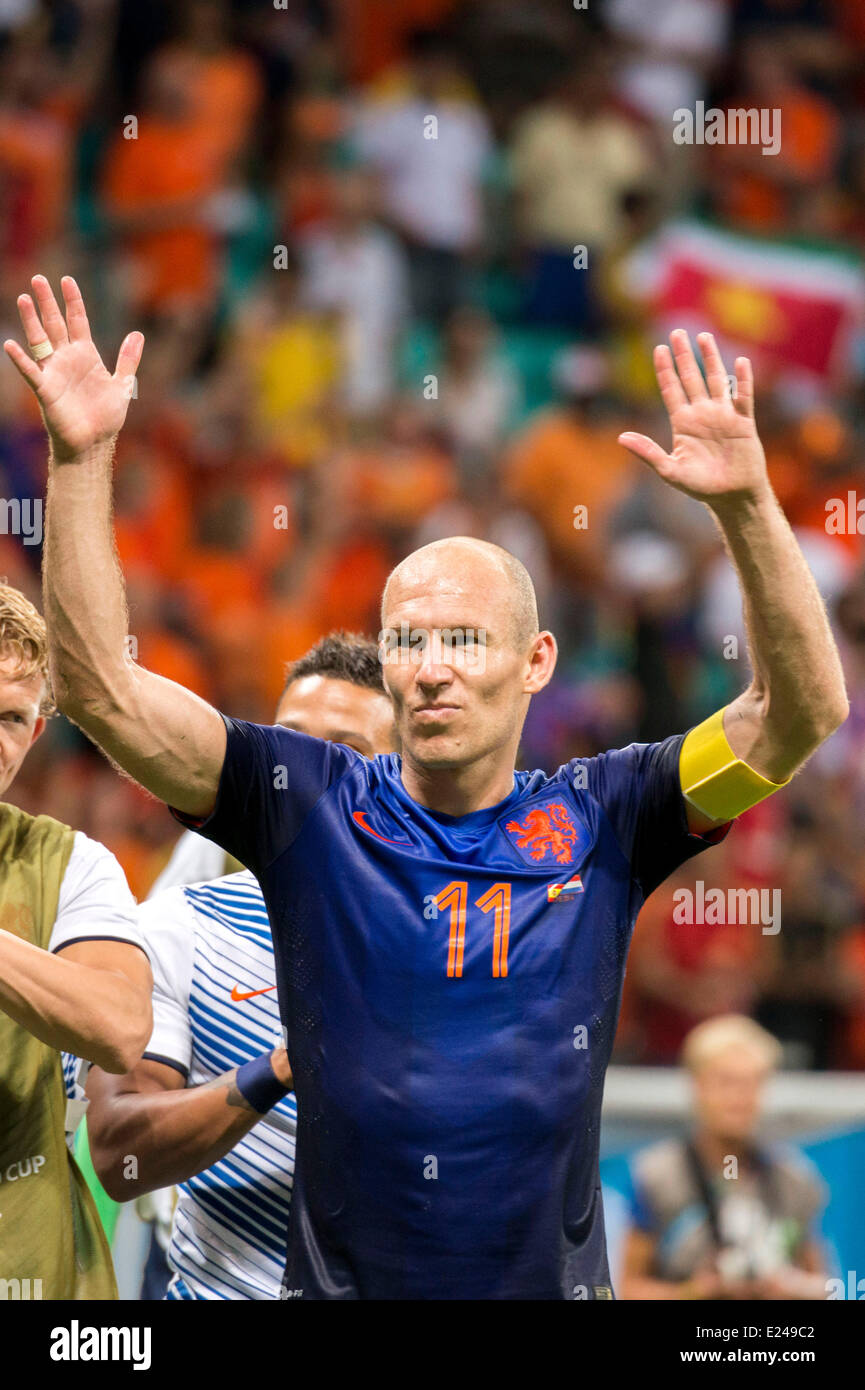 Arjen Robben. Salvador BA 3 jun 2014. Holanda VS Espanha ( jogo 03 ) Spain v  Holland. World Cup 2014. Fonte Nova stadium, Bahia Stock Photo - Alamy