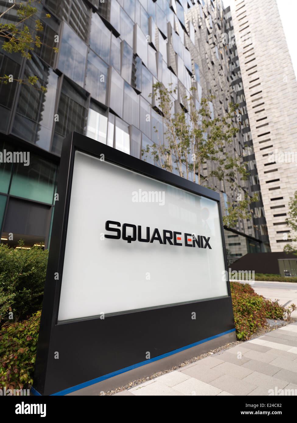 Square Enix company building sign in Tokyo, Japan. Stock Photo