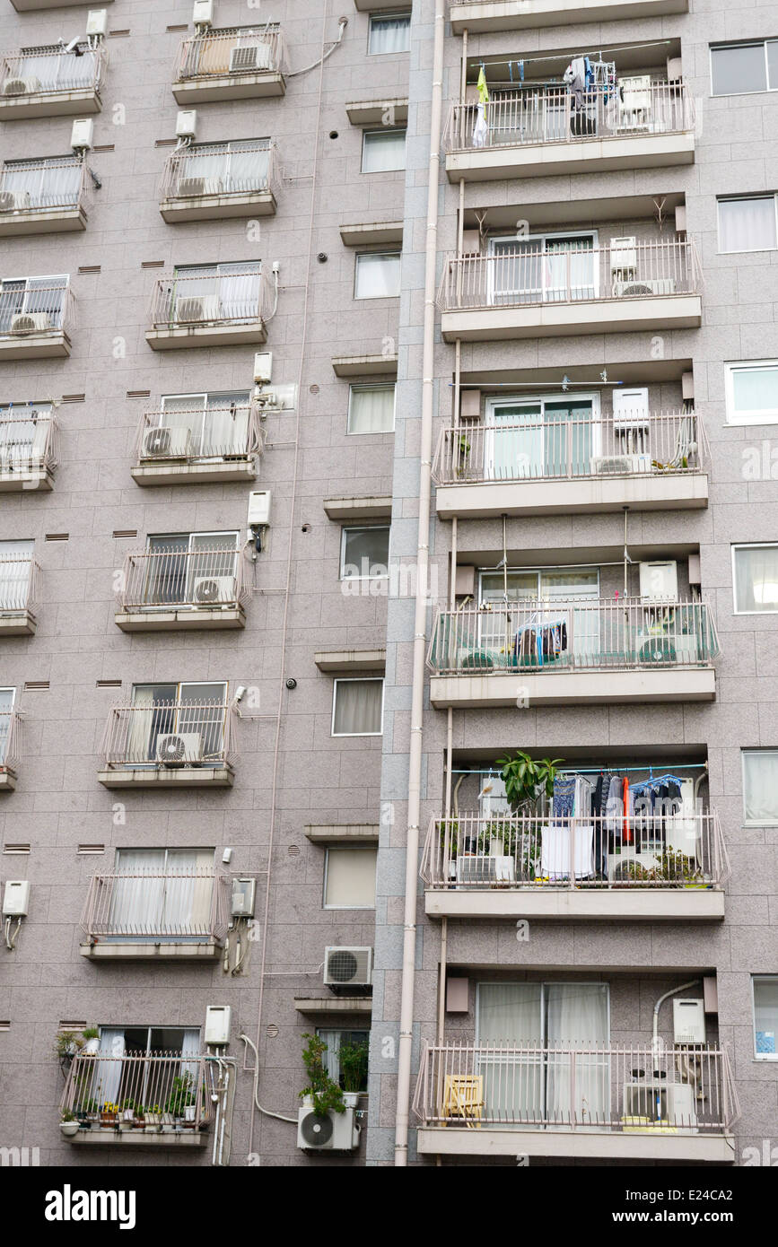 Wall of an apartment building in Nakano, Tokyo, Japan. Stock Photo