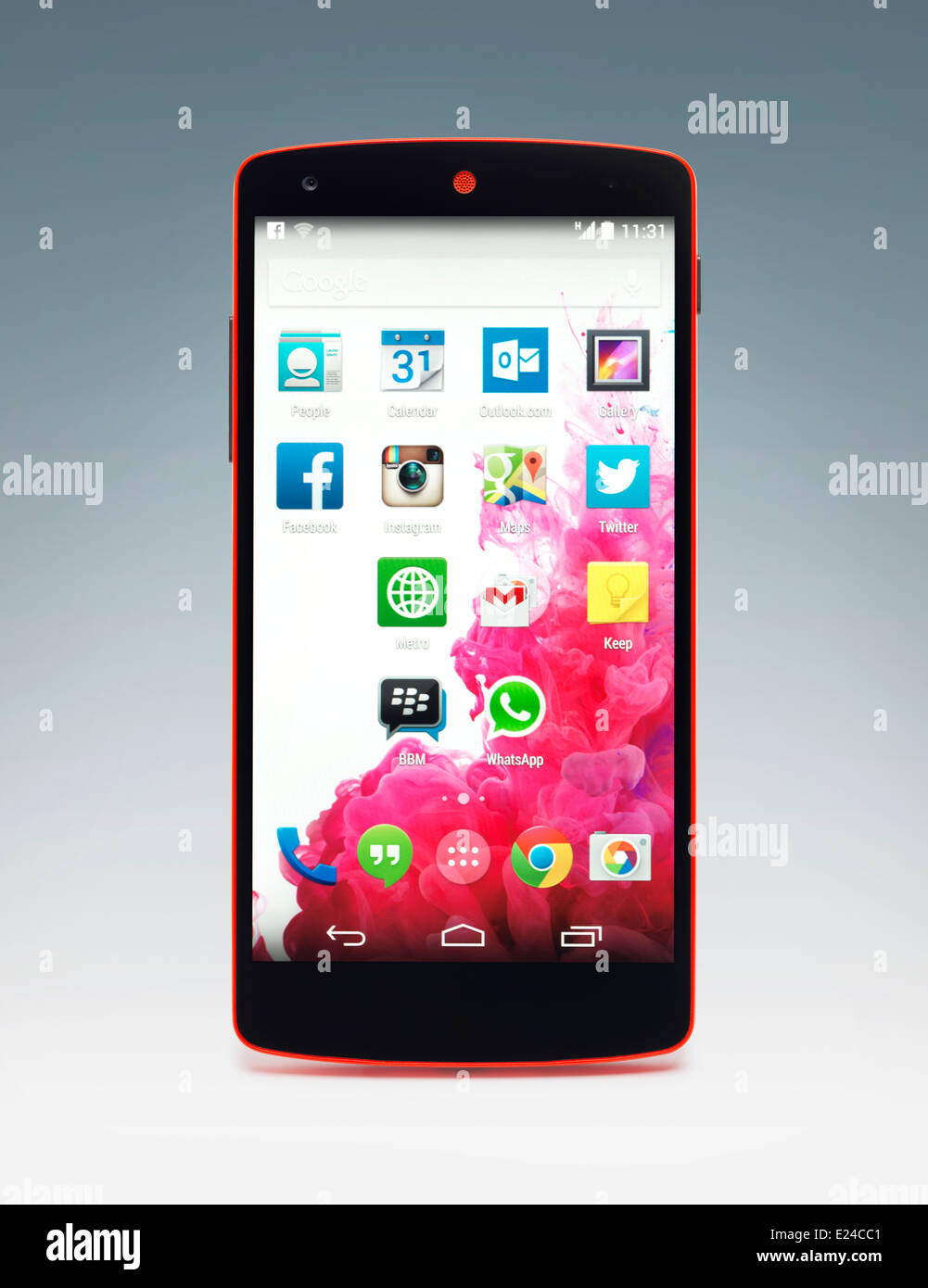 LG Nexus 5 Google Android phone isolated on light gray background Stock Photo